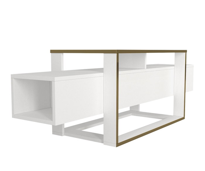Hanah Home Mueble para TV Blanco y Dorado